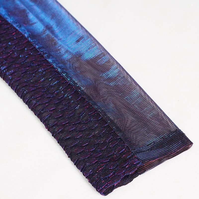 Grunge Chromatic Scaly Sheer Mesh-Leggings für Damen