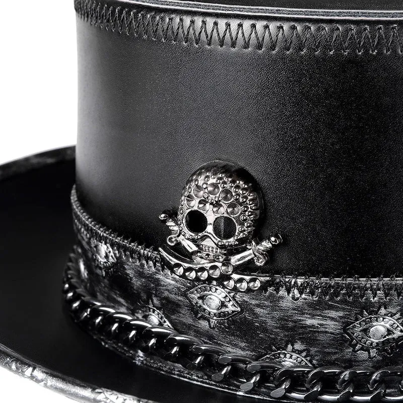 Steampunk genagelter Kunstlederhut für Herren