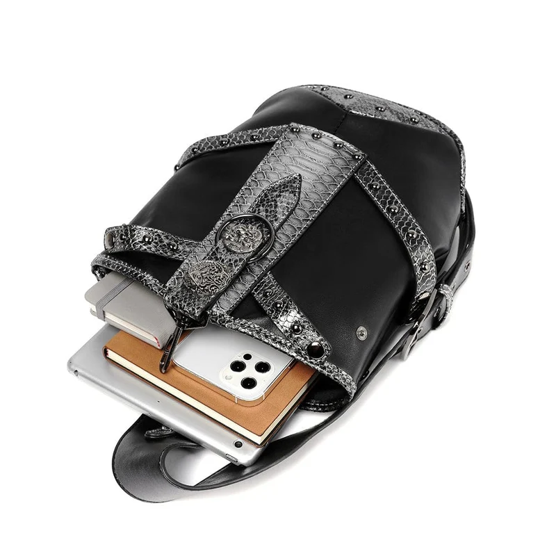 Unisex Steampunk Snakeskin Splice Umhängetasche