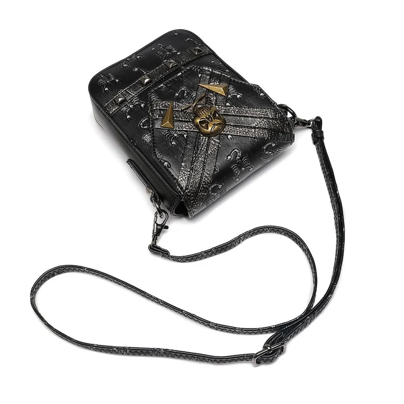 Unisex Steampunk Skull Scorpion bestickte Mini-Tasche