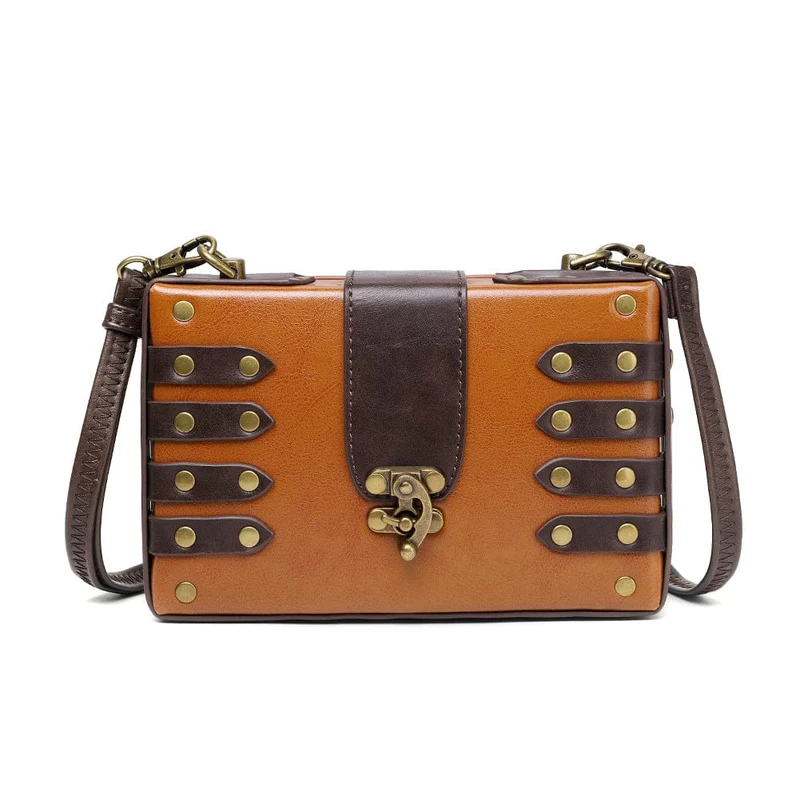 Unisex Steampunk Kontrastfarbe genagelte Umhängetasche