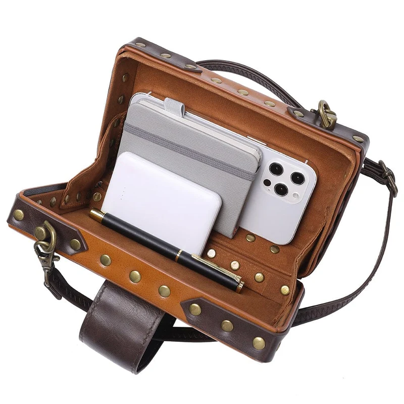 Unisex Steampunk Kontrastfarbe genagelte Umhängetasche