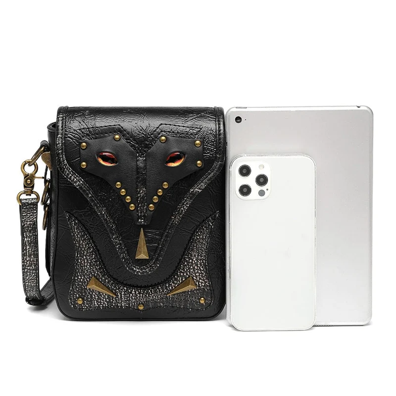 Unisex Steampunk Evil Eyes Nieten Mini Tasche