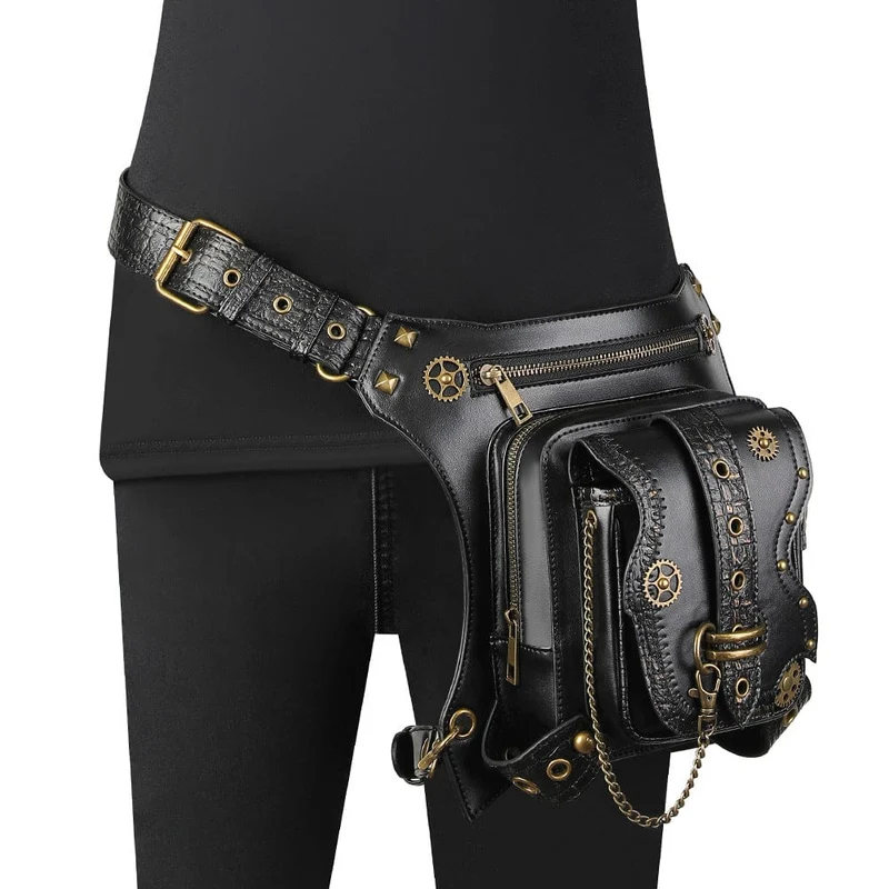 Unisex Steampunk Gears genagelte Gürteltasche