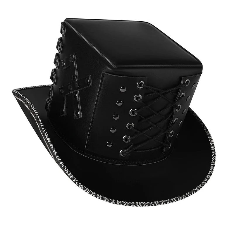Steampunk genagelter Kunstlederhut für Herren