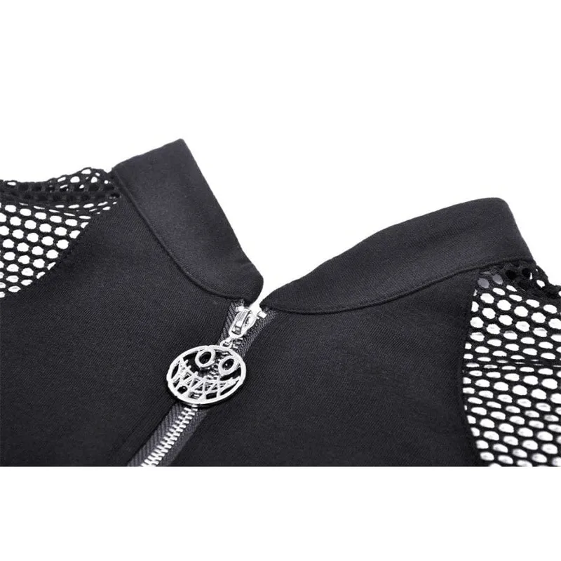 Damen Punk Mesh Splice Ösen Crop Top