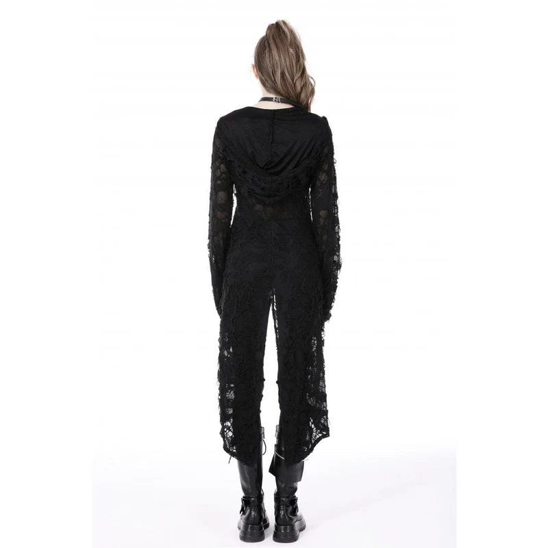 Damen Punk Split Ripped Mantel mit Kapuze