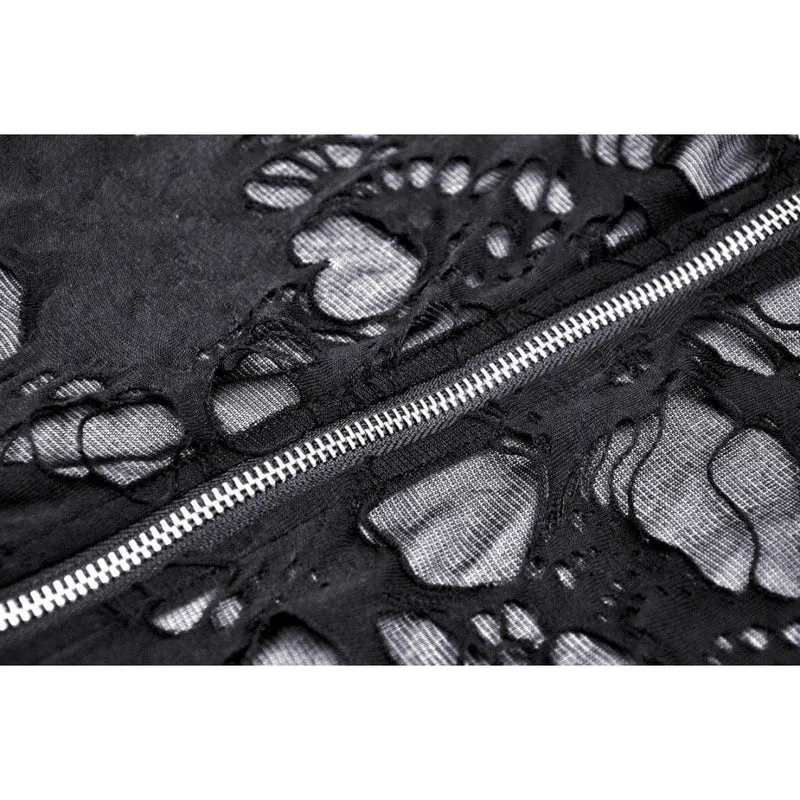 Damen Punk Split Ripped Mantel mit Kapuze