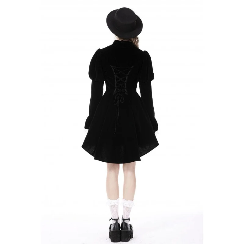 Damen-Gothic-Puffärmel-Rüschen-Krawatten-Samtjacke