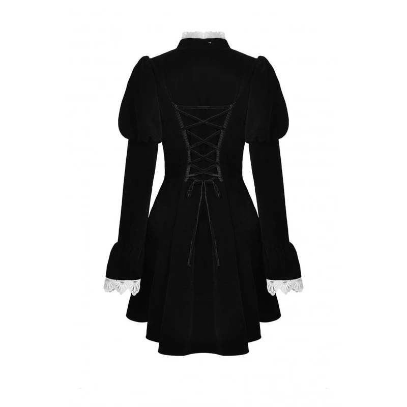 Damen-Gothic-Puffärmel-Rüschen-Krawatten-Samtjacke