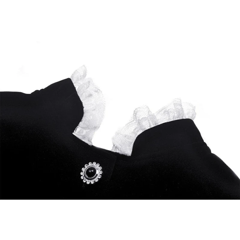 Damen-Gothic-Puffärmel-Rüschen-Krawatten-Samtjacke