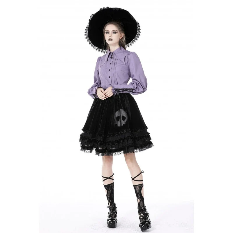 Gothic-Sternkragen-Hemd mit Puffärmeln für Damen