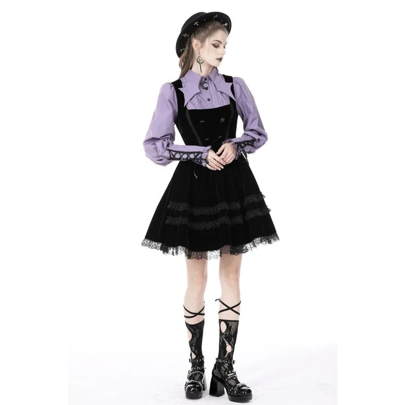 Gothic-Sternkragen-Hemd mit Puffärmeln für Damen