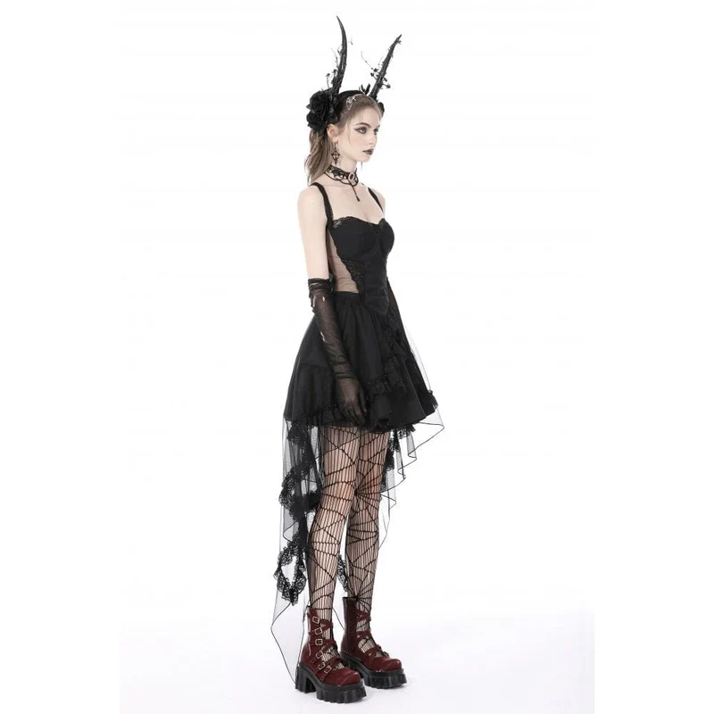 Damen-Brautkleid im Gothic-Stil mit mehrlagigem Schwalbenschwanz und Neckholder