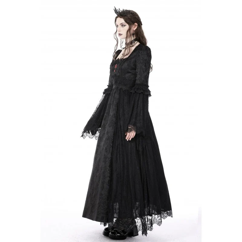 Damen Gothic Blumen besticktes Spitzenspleiß-Brautkleid