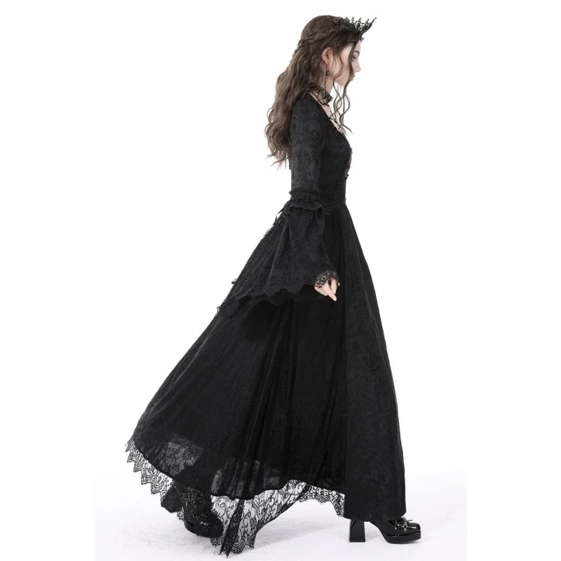 Damen Gothic Blumen besticktes Spitzenspleiß-Brautkleid