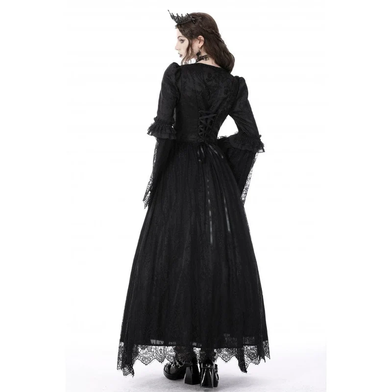 Damen Gothic Blumen besticktes Spitzenspleiß-Brautkleid
