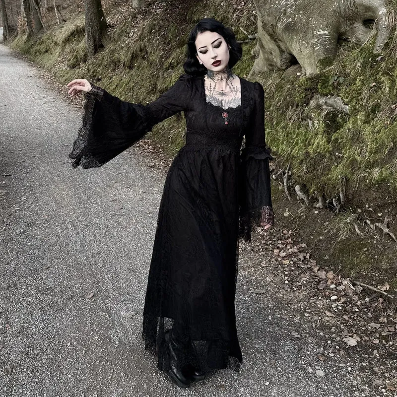 Damen Gothic Blumen besticktes Spitzenspleiß-Brautkleid