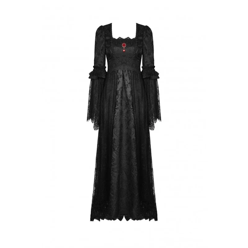 Damen Gothic Blumen besticktes Spitzenspleiß-Brautkleid