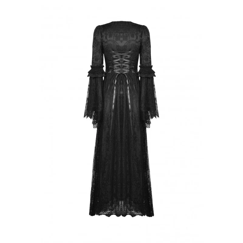 Damen Gothic Blumen besticktes Spitzenspleiß-Brautkleid