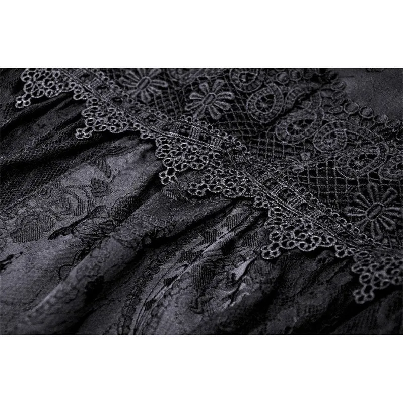 Damen Gothic Blumen besticktes Spitzenspleiß-Brautkleid