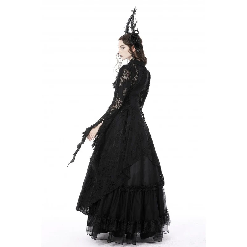 Damen-Gothic-Jacke mit Umlegekragen und unregelmäßiger Spitze