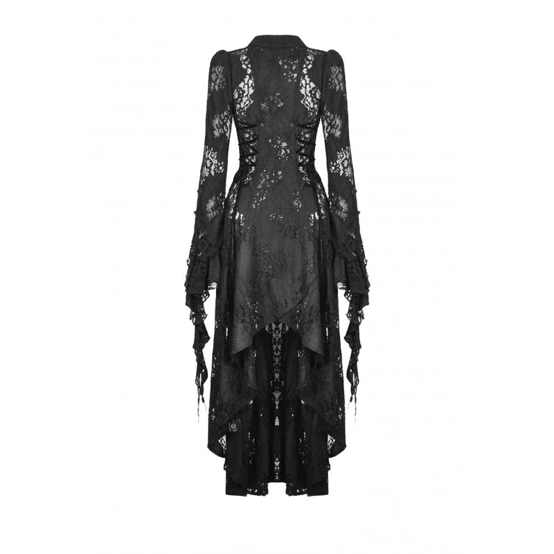 Damen-Gothic-Jacke mit Umlegekragen und unregelmäßiger Spitze