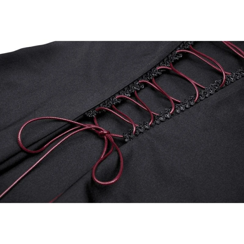 Gothic-Kleid für Damen mit Puffärmeln, Rüschenkragen und Schleife, Abschlusskleid