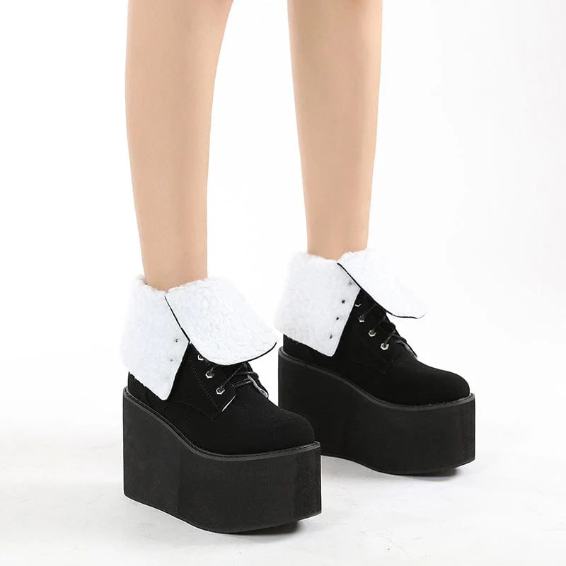 Damen-Punk-Wildleder-Schnür-Plateaustiefel