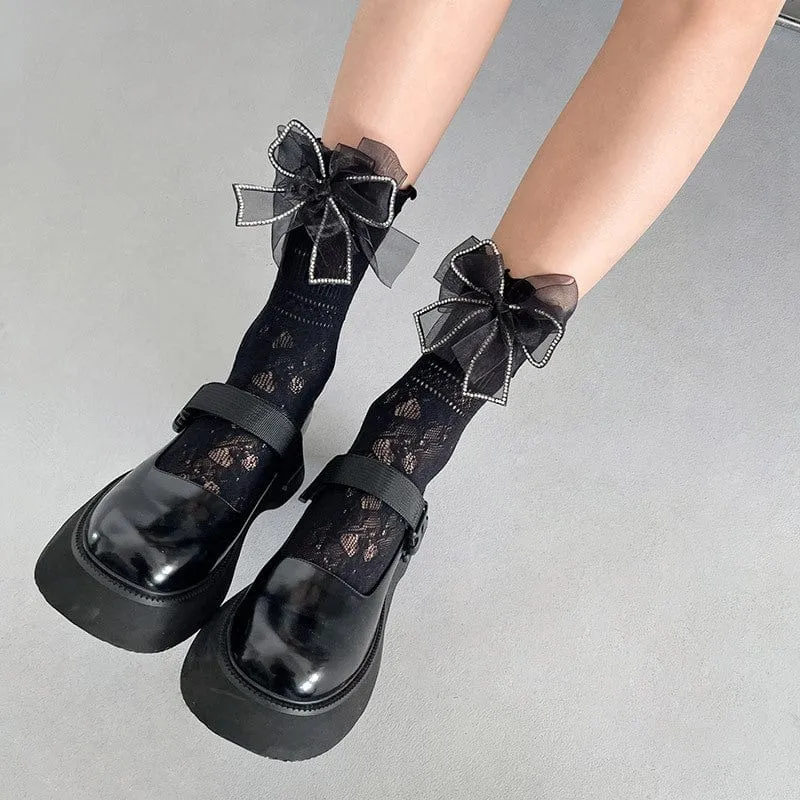 Punk-Bowknot-Spitzensocken für Damen