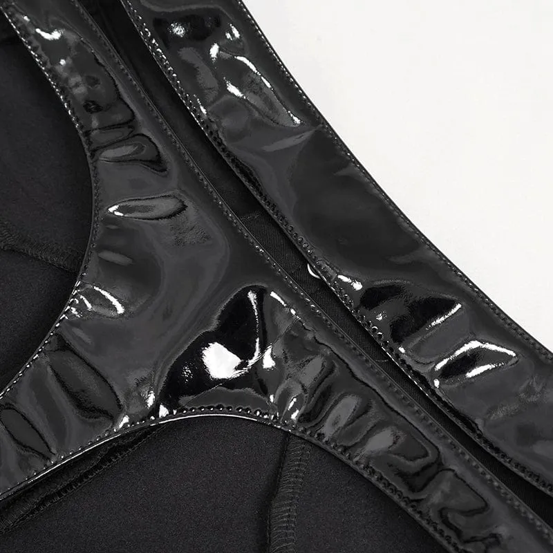 Lackleder-Shorts mit Punkausschnitt für Damen