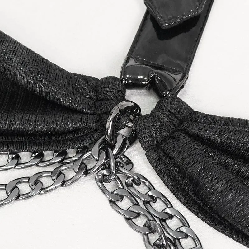 Gothic-Splice-Bustier aus Lackleder für Damen mit Dessous