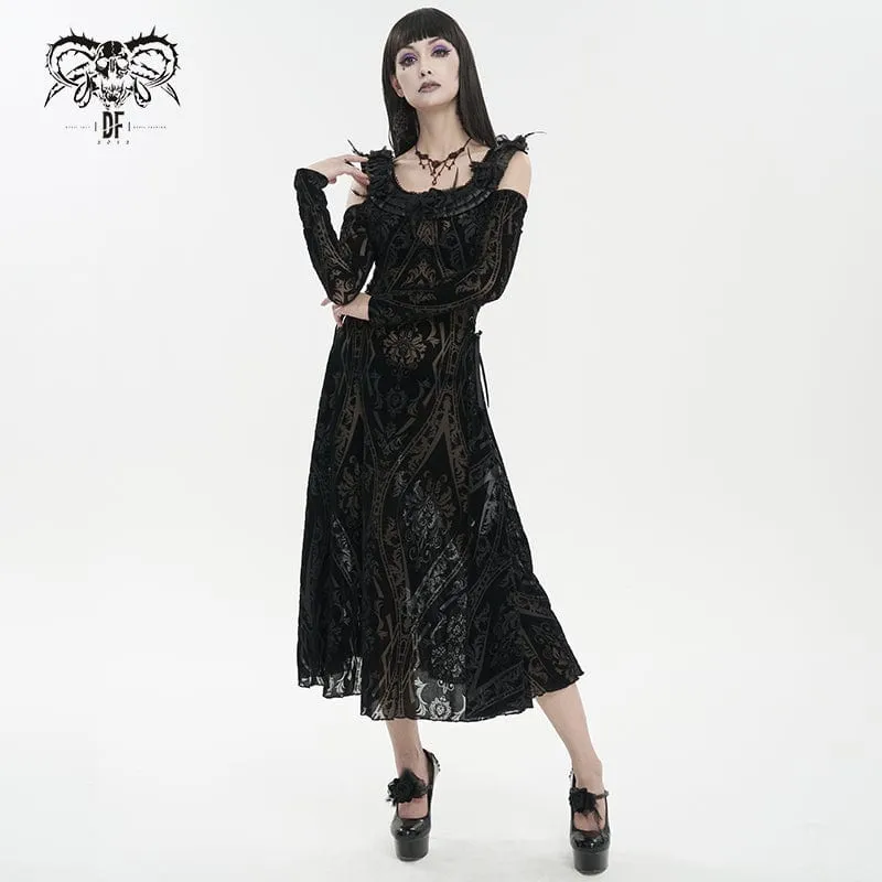 Schulterfreies, durchsichtiges, schulterfreies Gothic-Hochzeitskleid für Damen