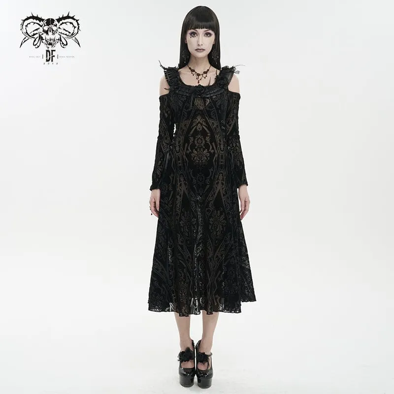 Schulterfreies, durchsichtiges, schulterfreies Gothic-Hochzeitskleid für Damen