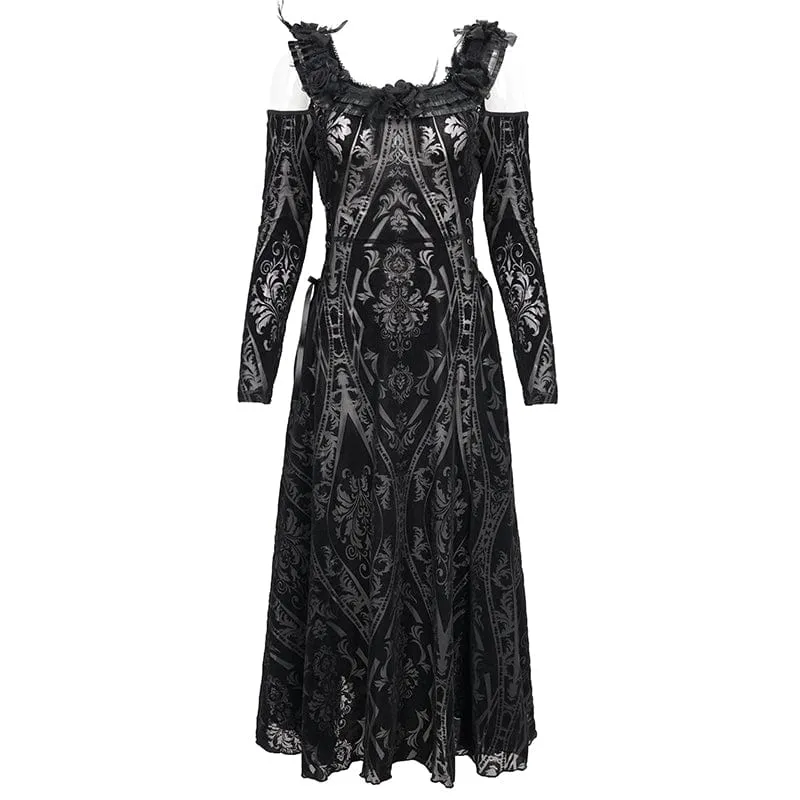 Schulterfreies, durchsichtiges, schulterfreies Gothic-Hochzeitskleid für Damen