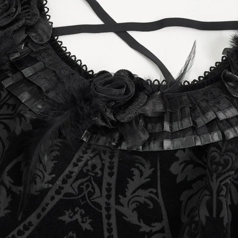 Schulterfreies, durchsichtiges, schulterfreies Gothic-Hochzeitskleid für Damen
