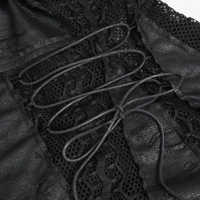 Damen Gothic unregelmäßig zerrissenes Netzkleid