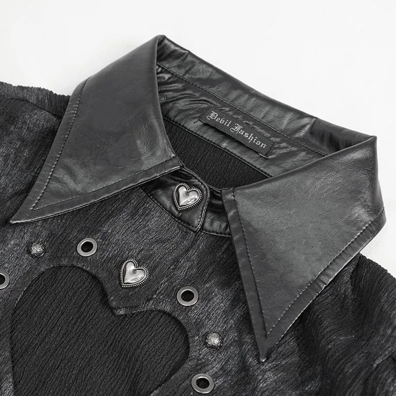 Gothic Cutout Damenhemd mit Puffärmeln