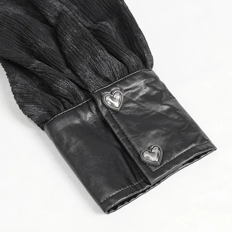 Gothic Cutout Damenhemd mit Puffärmeln