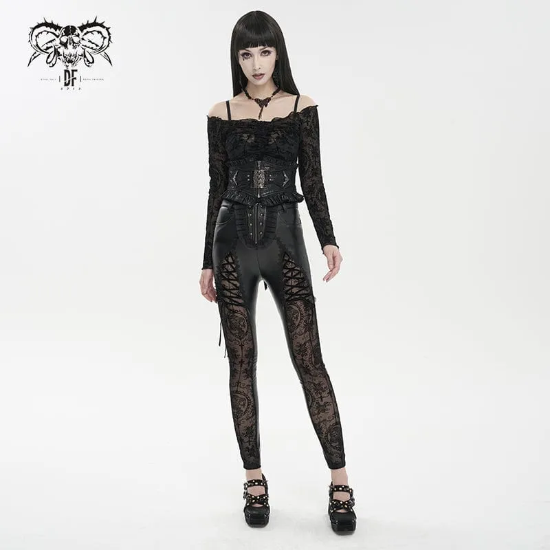 Gothic-Splice-Leggings aus Kunstleder für Damen