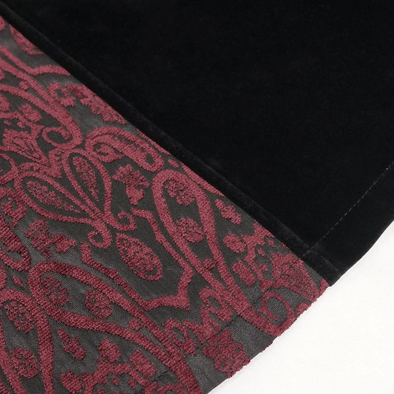 Damen Gothic Stehkragen Floral bestickter Mantel Rot