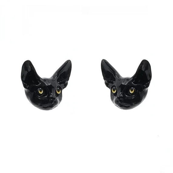 Damen Punk Black Cat Ohrringe
