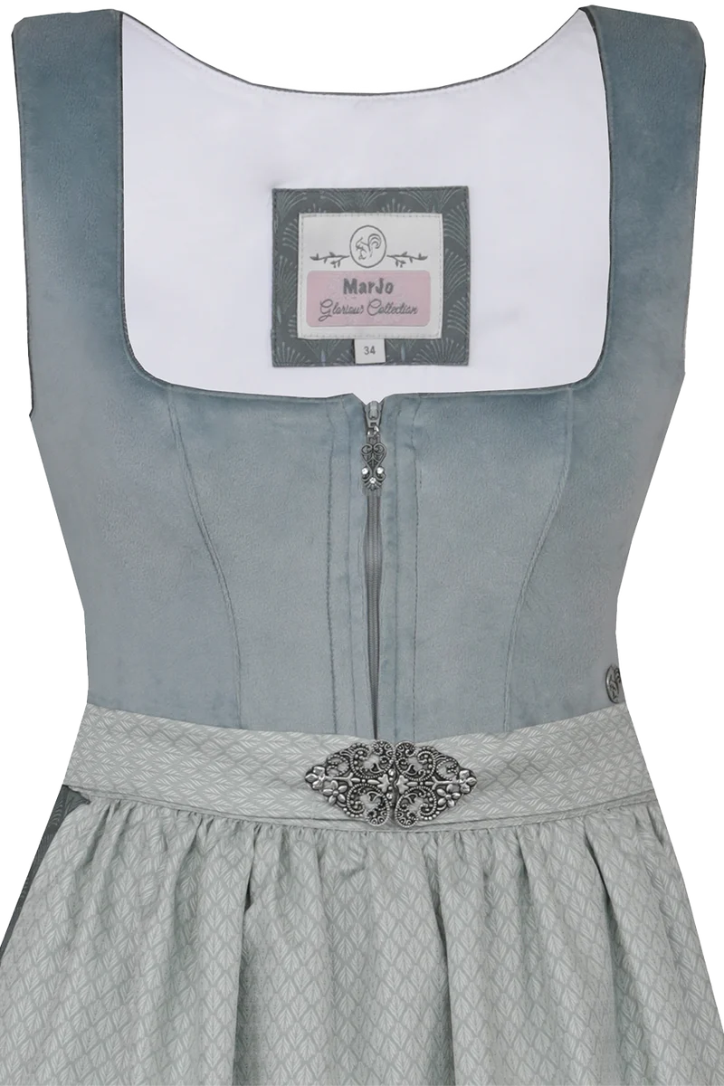 Midi-Samtdirndl mit Broschenschürze