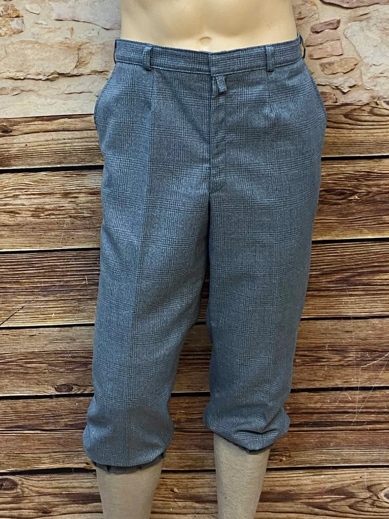 Graue Karo-Knickerbockerhose Herren Gr. 54 aus Wollmix