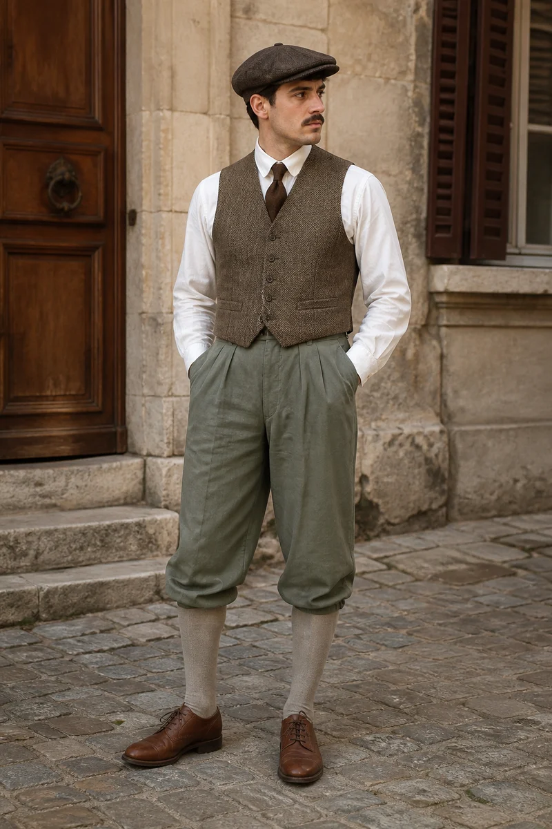 Knickerbocker - Vintage-Hose in Grün - Größe 50
