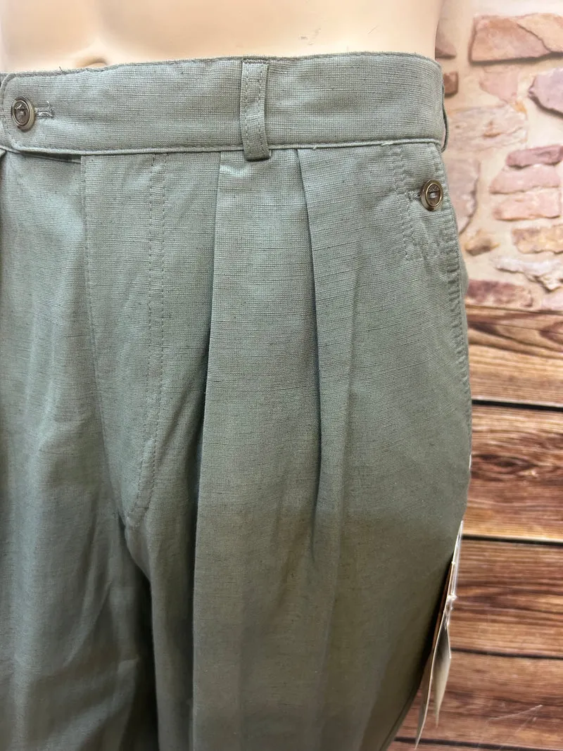Vintage Bundfaltenhose Herren Gr.102 – Olivgrün High Waist 80er 90er