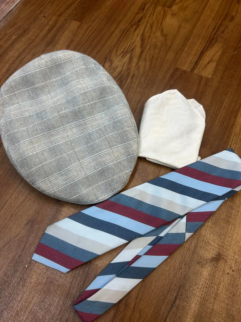 20er Jahre Herren Set – Schiebermütze Gr. 59, Krawatte & Einstecktuch