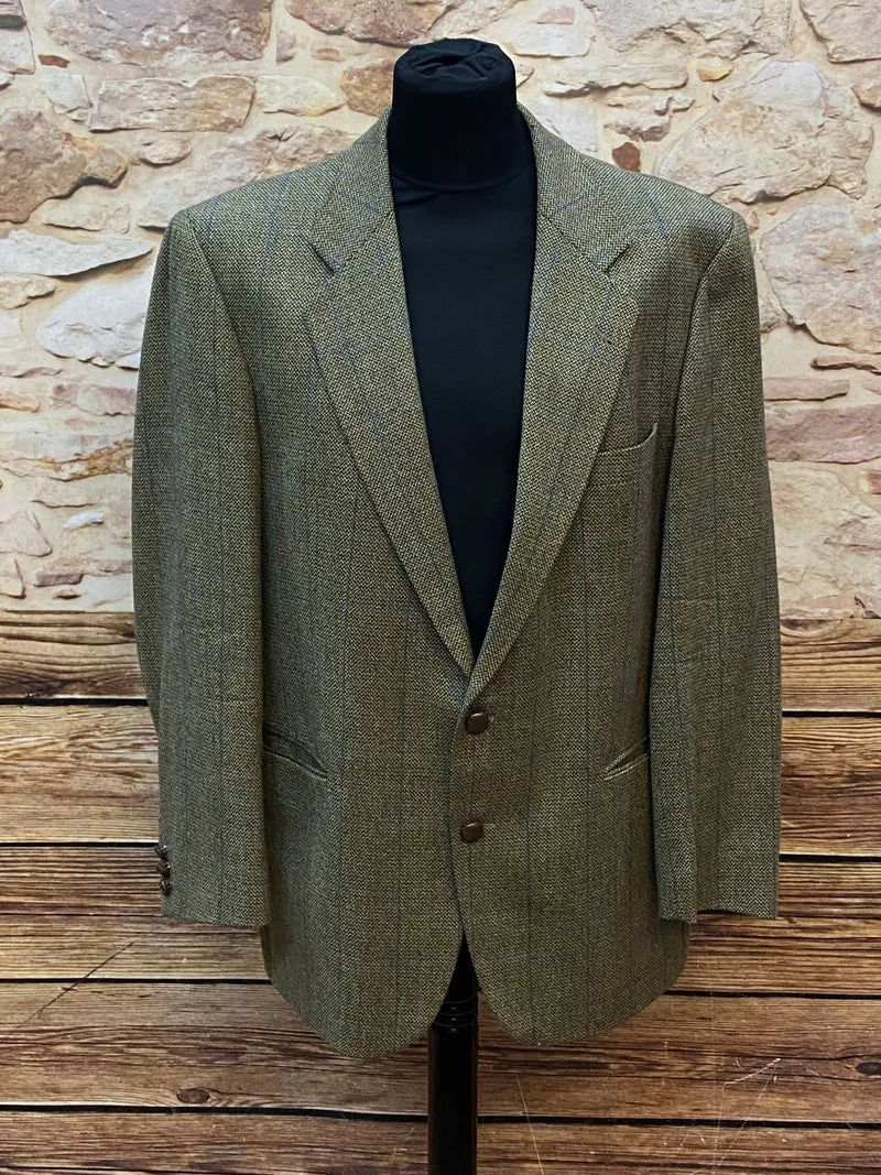 Vintage Sakko kariert in Grün-Braun – Größe 56