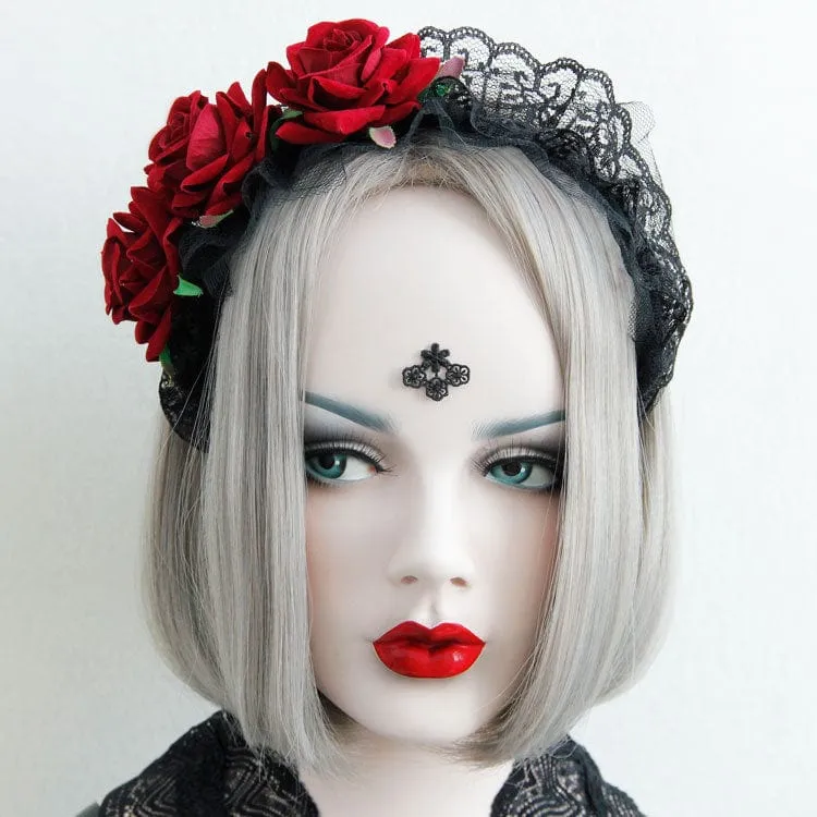 Gothic Rose Spitze Brautkopfschmuck für Damen