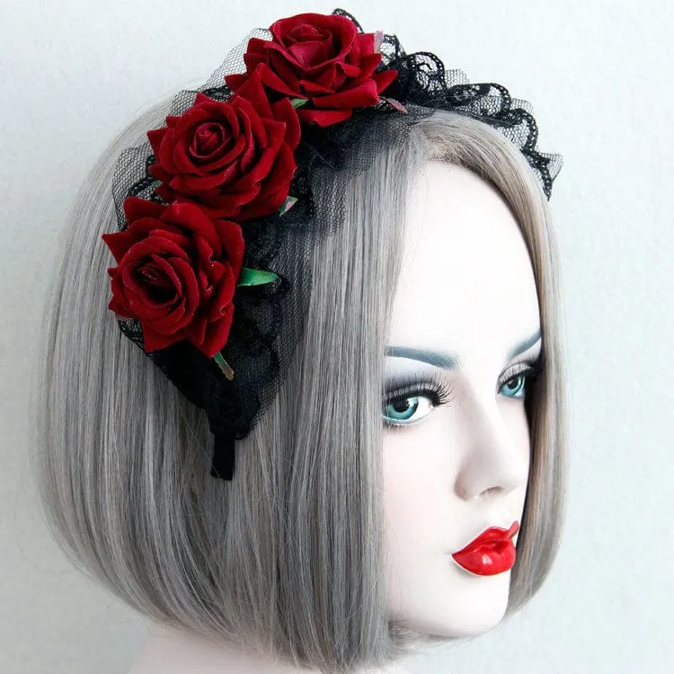 Gothic Rose Spitze Brautkopfschmuck für Damen